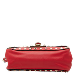 ヴァレンティノ ロックスタッズ 斜め掛け ショルダーバッグ レッド ゴールド レザー レディース VALENTINO 【中古】