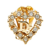 ディオール ロゴ ハート モチーフ イヤリング ゴールド メッキ ラインストーン レディース Dior 【中古】