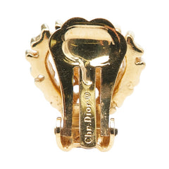 ディオール ロゴ ハート モチーフ イヤリング ゴールド メッキ ラインストーン レディース Dior 【中古】