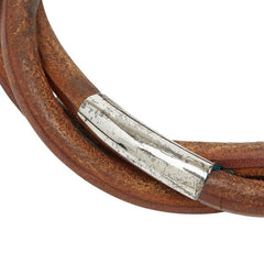 エルメス トルネードブレス ブレスレット ブラウン シルバー レザー メタル レディース HERMES 【中古】