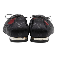 ルイ ヴィトン モノグラムサテン - リボン バレエシューズ 37 ブラック サテン レザー レディース LOUIS VUITTON 【中古】