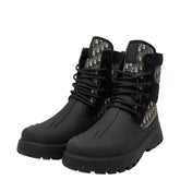 ディオール オブリーク ガーデン レースアップブーツ サイズ40 3BO315ZYH ブラック マルチカラー ラバー キャンバス メンズ Dior 【中古】