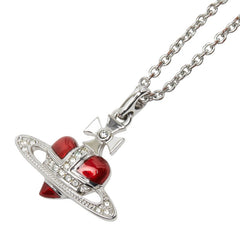 ヴィヴィアンウエストウッド オーブ ラインストーン ネックレス シルバー レッド メタル エナメル レディース Vivienne Westwood 【中古】