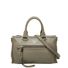 プラダ ハンドバッグ ショルダーバッグ 2WAY 1BB022 グレー レザー レディース PRADA 【中古】