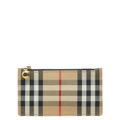バーバリー ノバチェック フラグメントケース コインケース 8035623 ベージュ ブラック キャンバス レザー レディース BURBERRY 【中古】