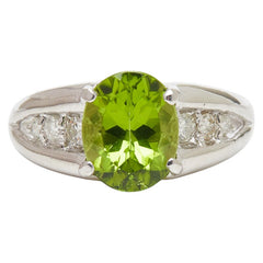 Pt900 プラチナ ペリドット2.83ct ダイヤ0.26ct リング 指輪 レディース 14.5号 【中古】