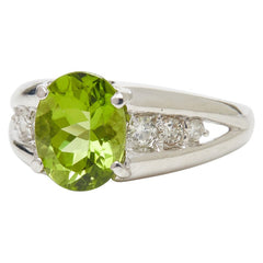Pt900 プラチナ ペリドット2.83ct ダイヤ0.26ct リング 指輪 レディース 14.5号 【中古】