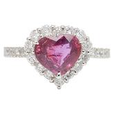 Pt900 プラチナ ルビー1.57ct ダイヤ0.42ct ハートモチーフ 非加熱 リング 指輪 レディース 8.5号 【中古】