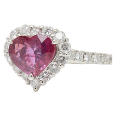 Pt900 プラチナ ルビー1.57ct ダイヤ0.42ct ハートモチーフ 非加熱 リング 指輪 レディース 8.5号 【中古】