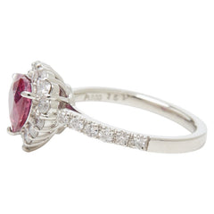 Pt900 プラチナ ルビー1.57ct ダイヤ0.42ct ハートモチーフ 非加熱 リング 指輪 レディース 8.5号 【中古】