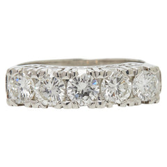 Pt900 プラチナ ダイヤ1.28ct 一文字リング リング 指輪 レディース 10.5号 【中古】
