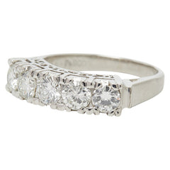 Pt900 プラチナ ダイヤ1.28ct 一文字リング リング 指輪 レディース 10.5号 【中古】