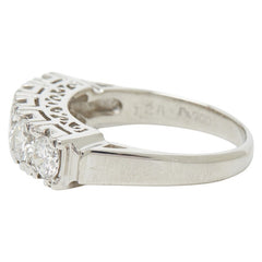Pt900 プラチナ ダイヤ1.28ct 一文字リング リング 指輪 レディース 10.5号 【中古】