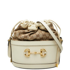 グッチ GGキャンバス ホースビット 1955 バケットバッグ ショルダーバッグ 602118 ベージュ レザー キャンバス レディース GUCCI 中古
