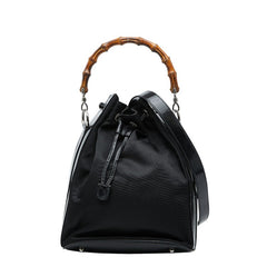 グッチ バンブー ハンドバッグ ショルダーバッグ 2WAY 001 2404 ブラウン レザー ナイロン レディース GUCCI 【中古】