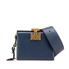 ディオール アディクト スモールボックス 斜め掛け ショルダーバッグ ネイビー レザー レディース Dior 【中古】