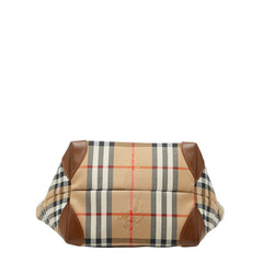 バーバリー ノバチェック シャドーホース ハンドバッグ トートバッグ ブラウン ベージュ キャンバス レザー レディース BURBERRY 【中古】