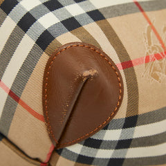 バーバリー ノバチェック シャドーホース ハンドバッグ トートバッグ ブラウン ベージュ キャンバス レザー レディース BURBERRY 【中古】