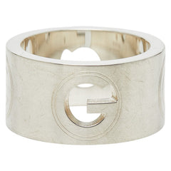 グッチ Gロゴ ワイド リング 指輪 #9 SV925 シルバー レディース GUCCI 【中古】