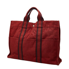 エルメス フールトゥMM ハンドバッグ トートバッグ レッド キャンバス レディース HERMES 【中古】