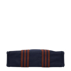 エルメス フールトゥPM ハンドバッグ ネイビー ブラウン キャンバス レディース HERMES 【中古】
