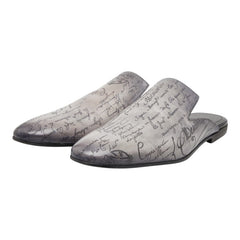 ベルルッティ カリグラフィー パティーヌ サイラス ミュール スリッポン 10 1/2 グレー レザー メンズ Berluti 【中古】