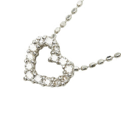 K18WG ホワイトゴールド ダイヤ0.15ct ハート モチーフ ネックレス レディース 【中古】