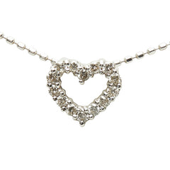 K18WG ホワイトゴールド ダイヤ0.15ct ハート モチーフ ネックレス レディース 【中古】