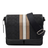 コーチ シグネチャー トンプソン 斜め掛け ショルダーバッグ C6583 ブラック ベージュ キャンバス レザー メンズ COACH 【中古】