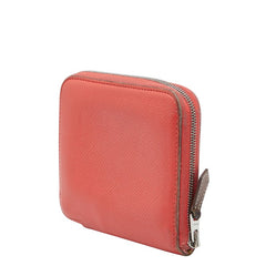 エルメス アザップコンパクト シルクイン 二つ折り財布 レッド ルージュ系 ヴォーエプソン レディース HERMES 【中古】