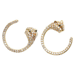 K18YG イエローゴールド ダイヤ1.00ct パンサーモチーフ スタッドピアス ピアス レディース 【中古】