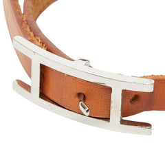 エルメス アピ1 ブレスレット ブラウン シルバー金具 レザー レディース HERMES 【中古】