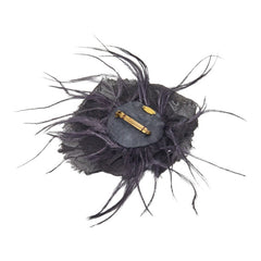 シャネル カメリア ヴィンテージ フラワー ガーゼ ブローチ ブラック シルク フェザー レディース CHANEL 【中古】