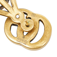 グッチ ダブルG ピアス ゴールド メッキ ラインストーン レディース GUCCI 【中古】