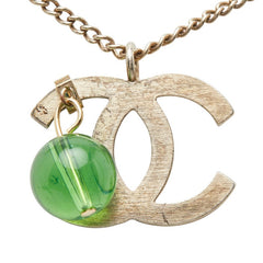 シャネル ココマーク カラーストーン ネックレス シルバー グリーン メタル レディース CHANEL 【中古】