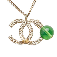 シャネル ココマーク カラーストーン ネックレス シルバー グリーン メタル レディース CHANEL 【中古】
