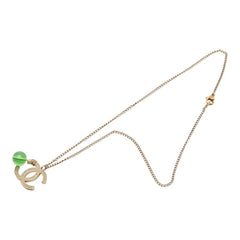 シャネル ココマーク カラーストーン ネックレス シルバー グリーン メタル レディース CHANEL 【中古】