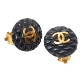 シャネル マトラッセ ココマーク イヤリング ゴールド ブラック メッキ レディース CHANEL 【中古】