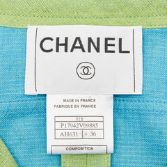 シャネル セットアップ ベスト スカート サイズ36 P17942V09885 グリーン リネン コットン レディース CHANEL 【中古】