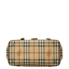 バーバリー ノバチェック シャドーホース ハンドバッグ トートバッグ ブラウン ベージュ PVC レザー レディース BURBERRY 【中古】