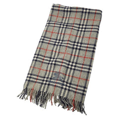 バーバリー ノバチェック マフラー グレー マルチカラー ウール レディース BURBERRY 【中古】