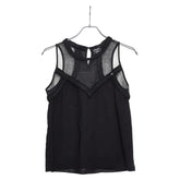 シャネル ココマーク メッシュ トップス ノースリーブ ブラック ラインストーン レディース CHANEL 【中古】