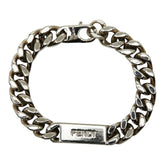 フェンディ ロゴプレート チェーン ブレスレット #L シルバー メタル レディース FENDI 【中古】