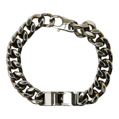 フェンディ ロゴプレート チェーン ブレスレット #L シルバー メタル レディース FENDI 【中古】