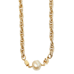 シャネル ココマーク チェーン ネックレス ヴィンテージ ゴールド フェイクパール メッキ レディース CHANEL 【中古】
