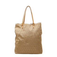 フェンディ ズッキーノ ハンドバッグ トートバッグ ベージュ ナイロン レザー レディース FENDI 【中古】