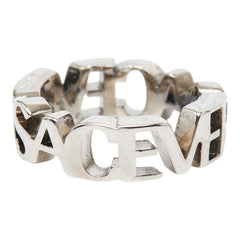 ヴェルサーチェ ロゴ リング 指輪 シルバー メタル レディース VERSACE 【中古】