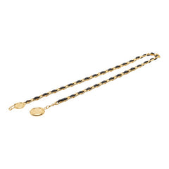 シャネル ヴィンテージ チェーン ベルト ゴールド ブラック メッキ レザー レディース CHANEL 【中古】