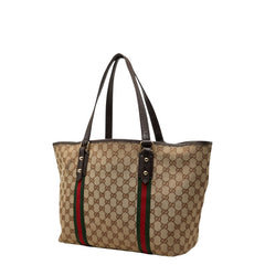 グッチ GGキャンバス シェリーライン トートバッグ 139260 ブラウン 茶 キャンバス レザー レディース GUCCI 【中古】