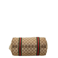 グッチ GGキャンバス シェリーライン トートバッグ 139260 ブラウン 茶 キャンバス レザー レディース GUCCI 【中古】